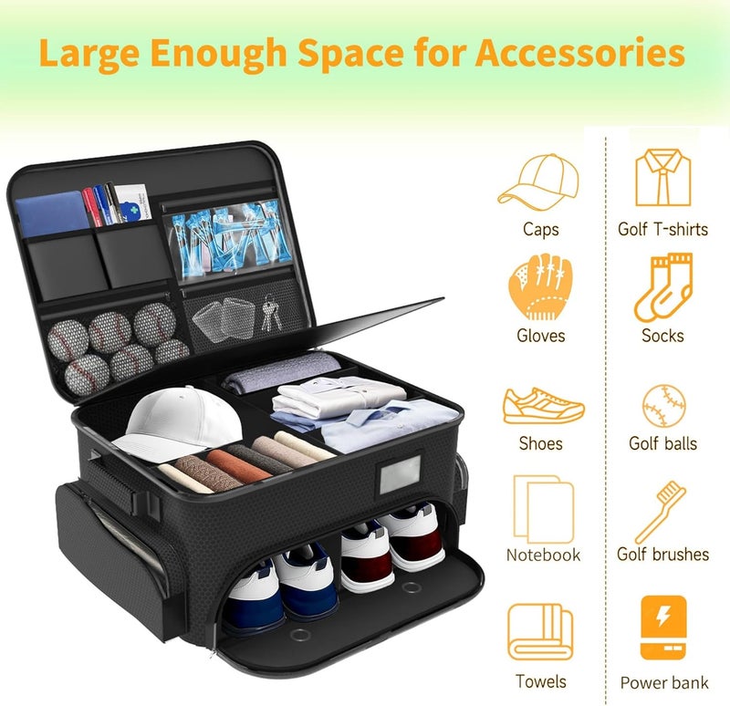 WALMANN Golf Trunk Organizer – Large 2-Layer Storage Bag with Ventilated Shoe Compartments for 2 Pairs, Waterproof Foldable Golf Gear Organizer - Image 4